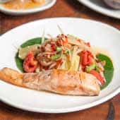 Papaya Salad with Grilled Salmon